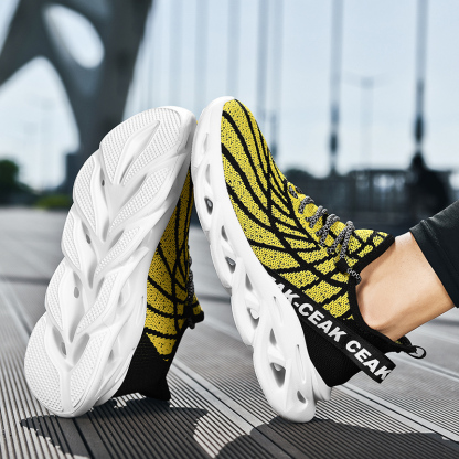 Men's Ortho Stretch Cushion Shoes - Black Yellow-SOFTSFEEL