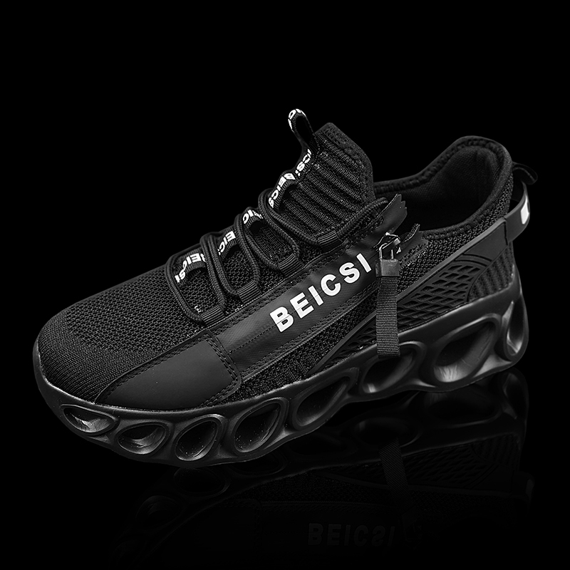 Softsfeel Men's Side-Zip ComfortFit Walking Shoes - Black-SOFTSFEEL