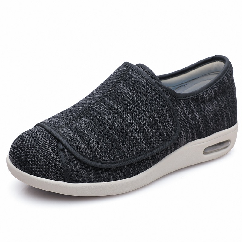 [For Swollen Feet + Plus Size] - Women's Comfortable Unisex Wide Walking Shoes - Black Grey-SOFTSFEEL