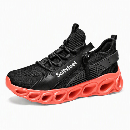 Softsfeel® Men's Side-Zip ComfortFit Walking Shoes - Black Orange