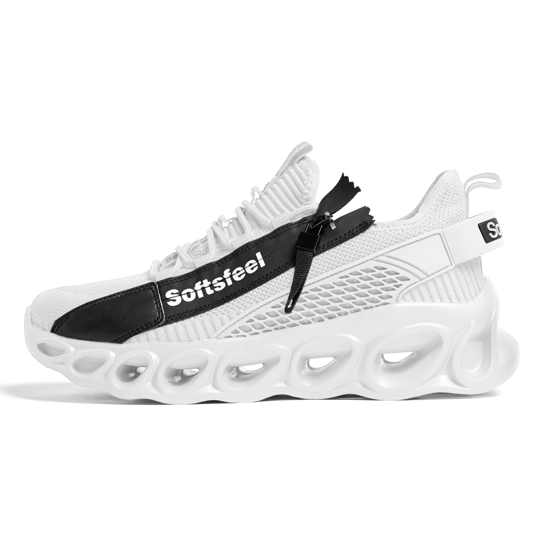 Softsfeel Women's Side-Zip ComfortFit Walking Shoes - White