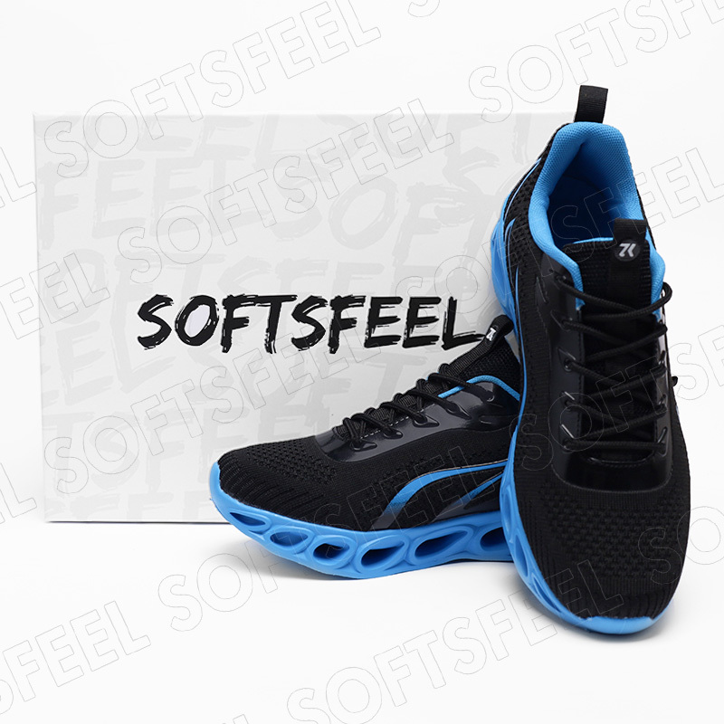 Softsfeel Men's Relieve Foot Pain Perfect Walking Shoes - Black Blue-SOFTSFEEL