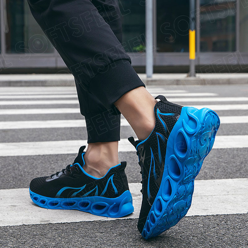 Softsfeel Men's Relieve Foot Pain Perfect Walking Shoes - Black Blue-SOFTSFEEL