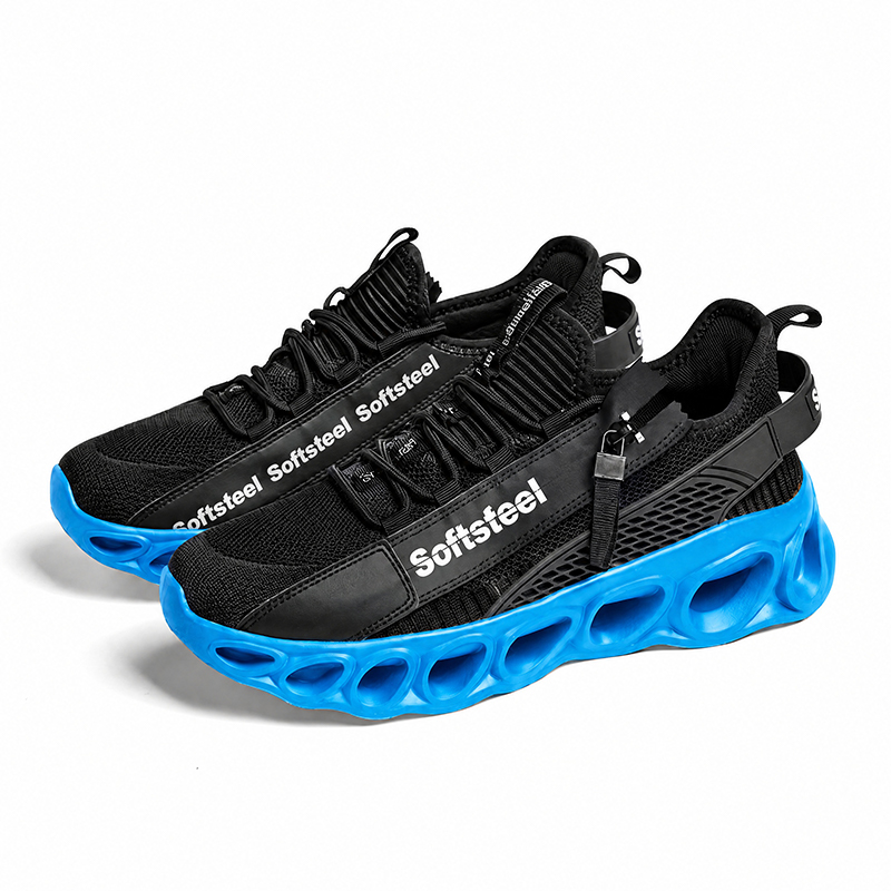 Softsfeel® Men's Side-Zip ComfortFit Walking Shoes - Black Blue