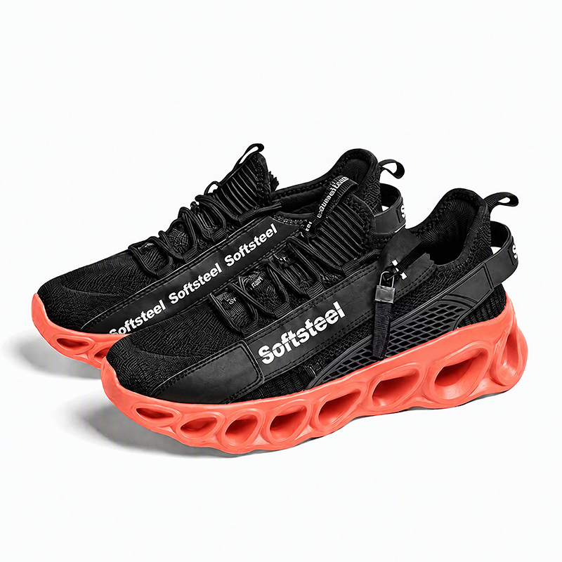 Softsfeel® Men's Side-Zip ComfortFit Walking Shoes - Black Orange