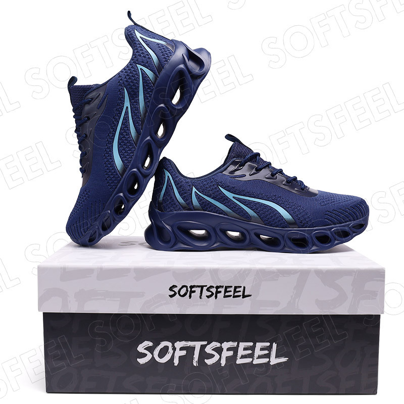 Softsfeel Men's Relieve Foot Pain Perfect Walking Shoes - Dark Blue-SOFTSFEEL