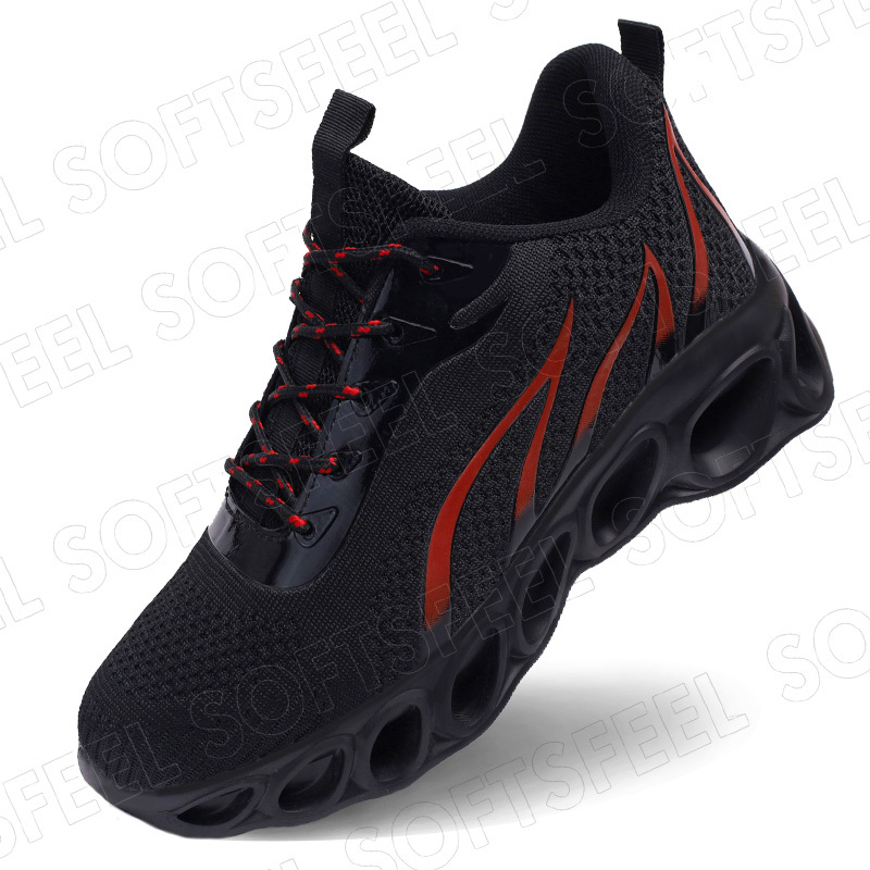 Softsfeel Women's Relieve Foot Pain Perfect Walking Shoes - Black Red-SOFTSFEEL