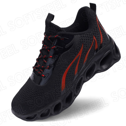 Softsfeel Relieve Foot Pain Perfect Walking Shoes - Black Red-SOFTSFEEL