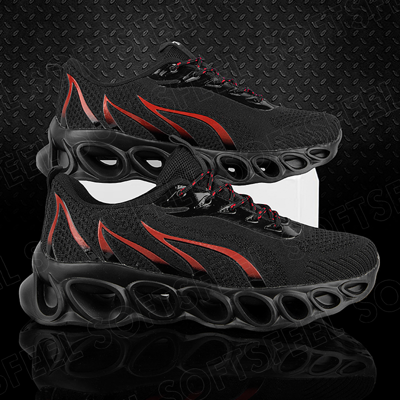 Softsfeel Women's Relieve Foot Pain Perfect Walking Shoes - Black Red-SOFTSFEEL