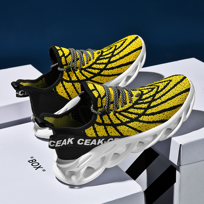 Men's Ortho Stretch Cushion Shoes - Black Yellow-SOFTSFEEL