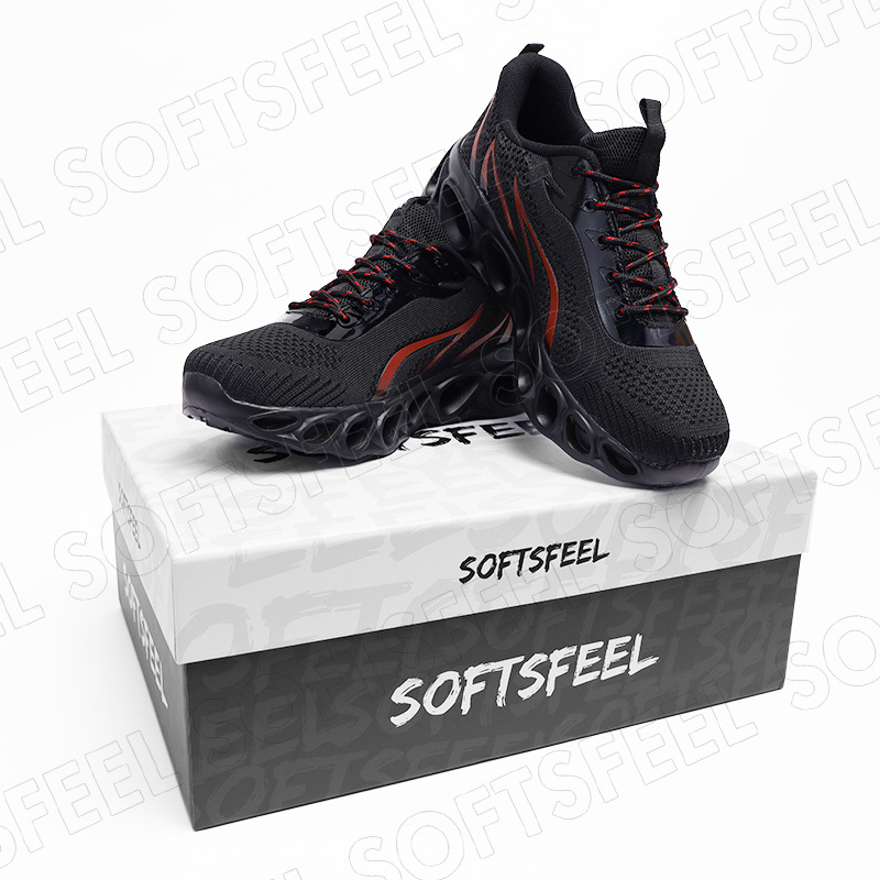 Softsfeel Women's Relieve Foot Pain Perfect Walking Shoes - Black Red-SOFTSFEEL
