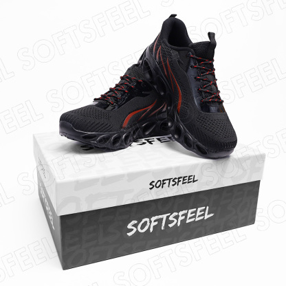 Softsfeel Relieve Foot Pain Perfect Walking Shoes - Black Red-SOFTSFEEL