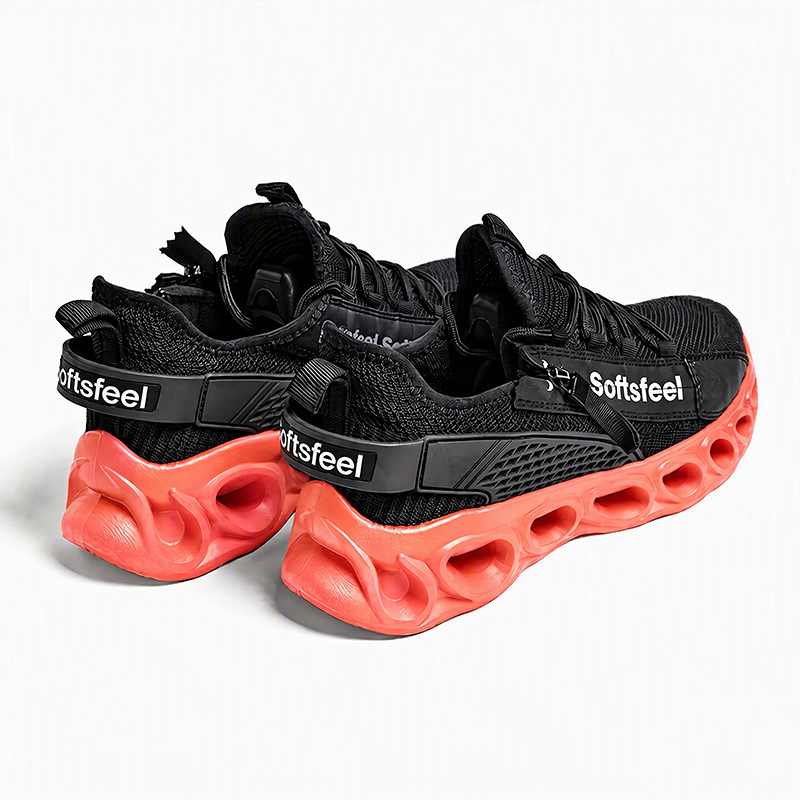 Softsfeel® Men's Side-Zip ComfortFit Walking Shoes - Black Orange