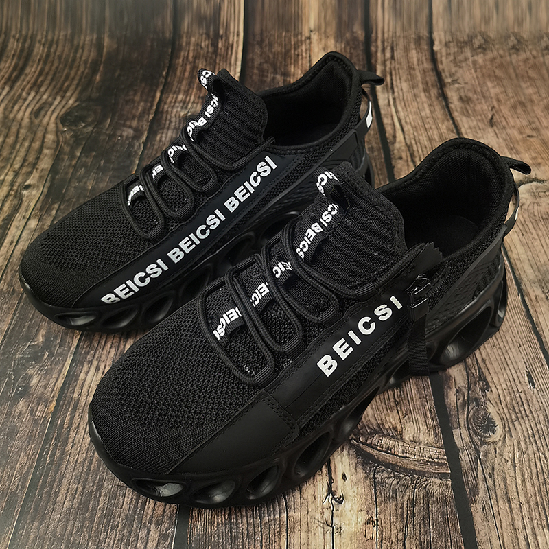 Softsfeel Men's Side-Zip ComfortFit Walking Shoes - Black-SOFTSFEEL