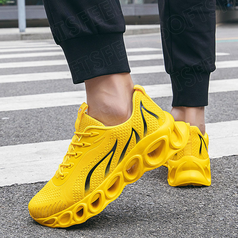 Softsfeel Men's Relieve Foot Pain Perfect Walking Shoes - Yellow-SOFTSFEEL