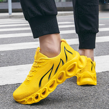 Softsfeel Men's Relieve Foot Pain Perfect Walking Shoes - Yellow-SOFTSFEEL