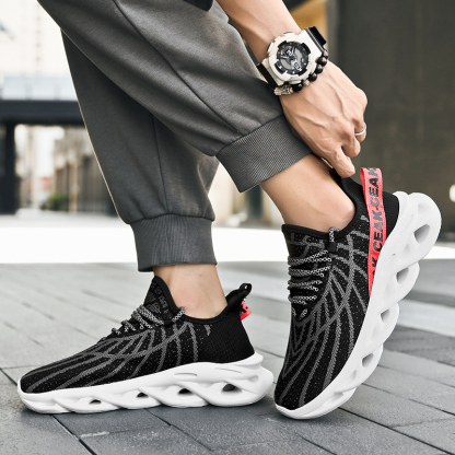 Men's Ortho Stretch Cushion Shoes - Black Red-SOFTSFEEL