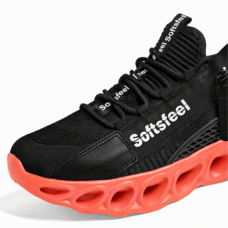 Softsfeel® Men's Side-Zip ComfortFit Walking Shoes - Black Orange