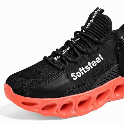 Softsfeel® Men's Side-Zip ComfortFit Walking Shoes - Black Orange