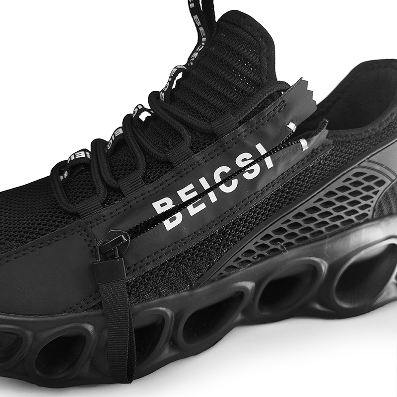 Softsfeel Men's Side-Zip ComfortFit Walking Shoes - Black-SOFTSFEEL