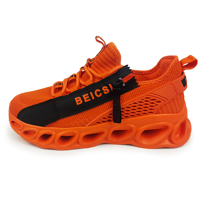 Softsfeel Men's Side-Zip ComfortFit Walking Shoes - Orange-SOFTSFEEL