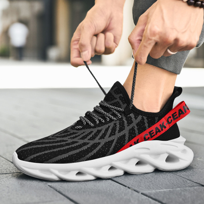 Men's Ortho Stretch Cushion Shoes - Black Red-SOFTSFEEL