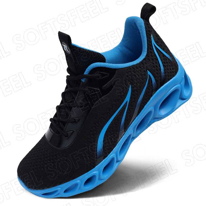 Softsfeel Men's Relieve Foot Pain Perfect Walking Shoes - Black Blue-SOFTSFEEL