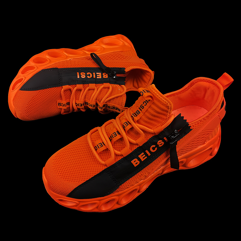 Softsfeel Women's Side-Zip ComfortFit Walking Shoes - Orange-SOFTSFEEL