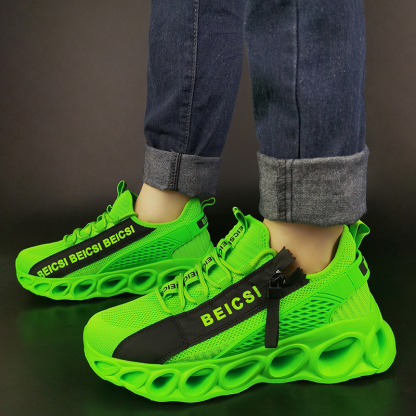 Softsfeel Men's Side-Zip ComfortFit Walking Shoes - Green-SOFTSFEEL