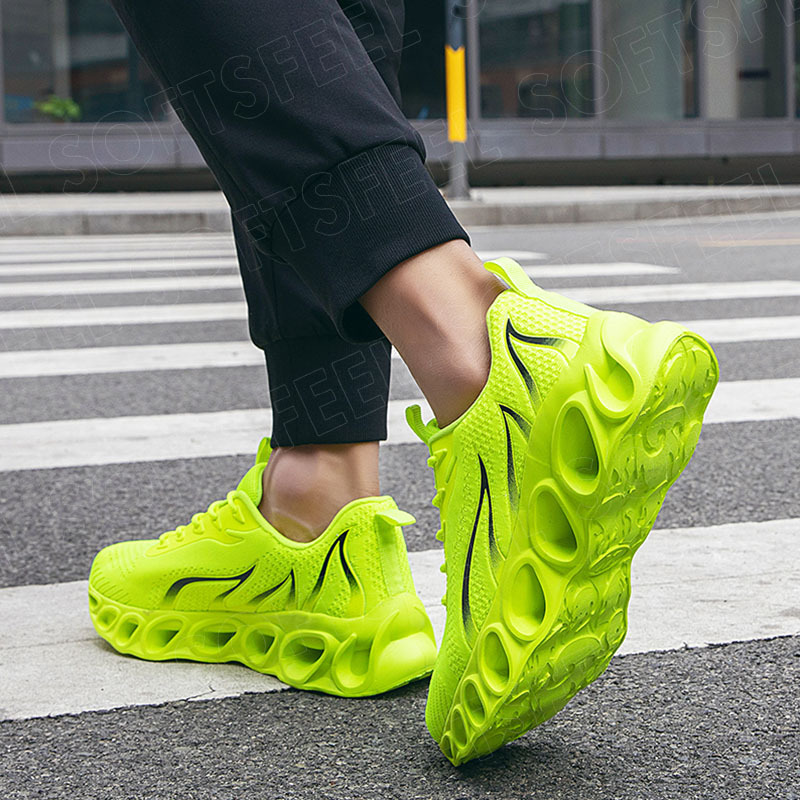 Softsfeel Men's Relieve Foot Pain Perfect Walking Shoes - Fluorescent Green-SOFTSFEEL