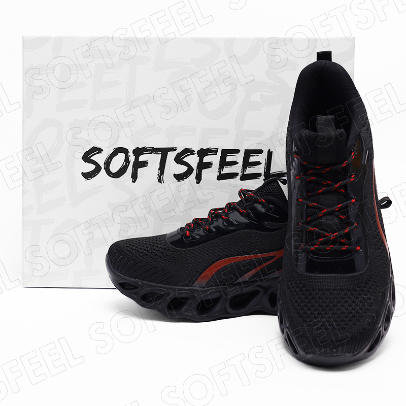 Softsfeel Women's Relieve Foot Pain Perfect Walking Shoes - Black Red-SOFTSFEEL