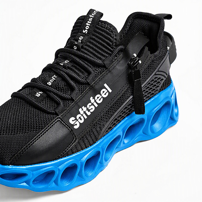 Softsfeel® Men's Side-Zip ComfortFit Walking Shoes - Black Blue
