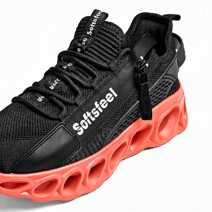 Softsfeel® Men's Side-Zip ComfortFit Walking Shoes - Black Orange