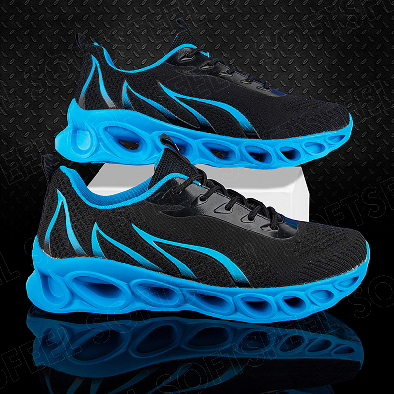 Softsfeel Men's Relieve Foot Pain Perfect Walking Shoes - Black Blue-SOFTSFEEL