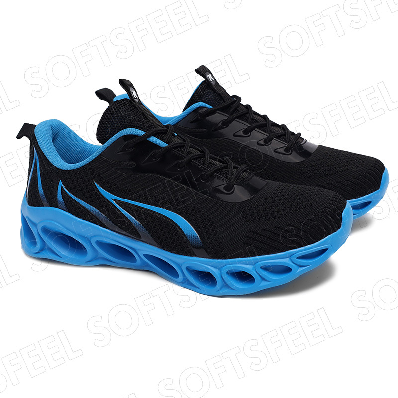 Softsfeel Men's Relieve Foot Pain Perfect Walking Shoes - Black Blue-SOFTSFEEL