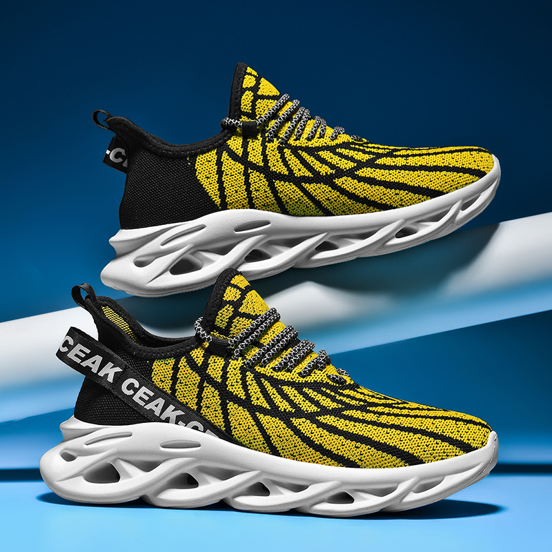 Women's Ortho Stretch Cushion Shoes - Black Yellow-SOFTSFEEL
