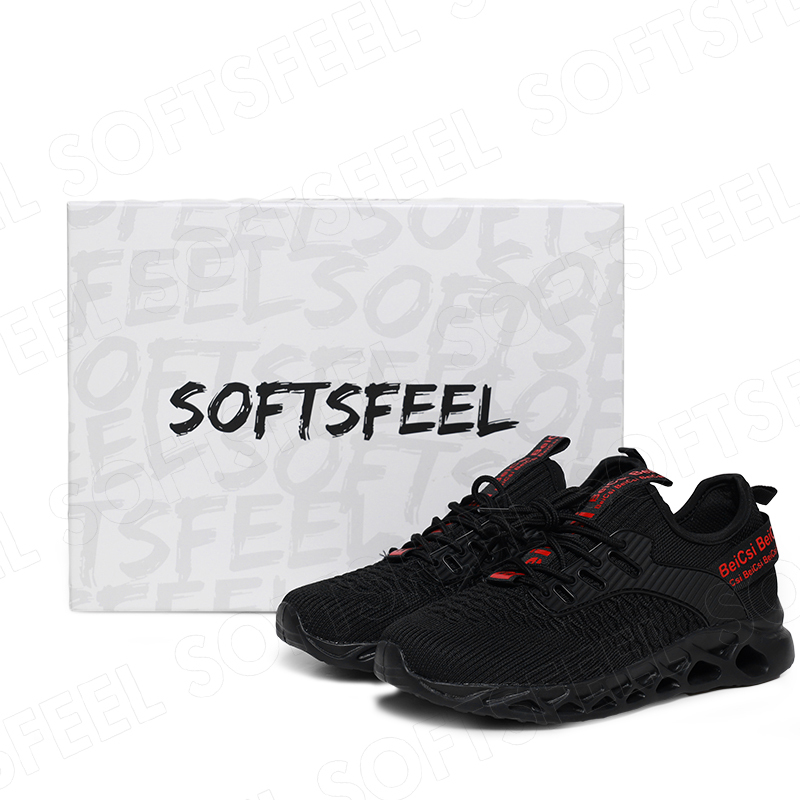 Softsfeel Women's AirCushion Shoes - Black Red-SOFTSFEEL