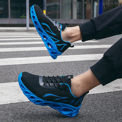 Softsfeel Relieve Foot Pain Perfect Walking Shoes - Black Blue-SOFTSFEEL