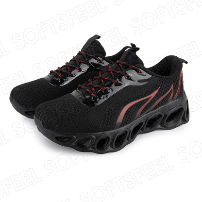 Softsfeel Relieve Foot Pain Perfect Walking Shoes - Black Red-SOFTSFEEL
