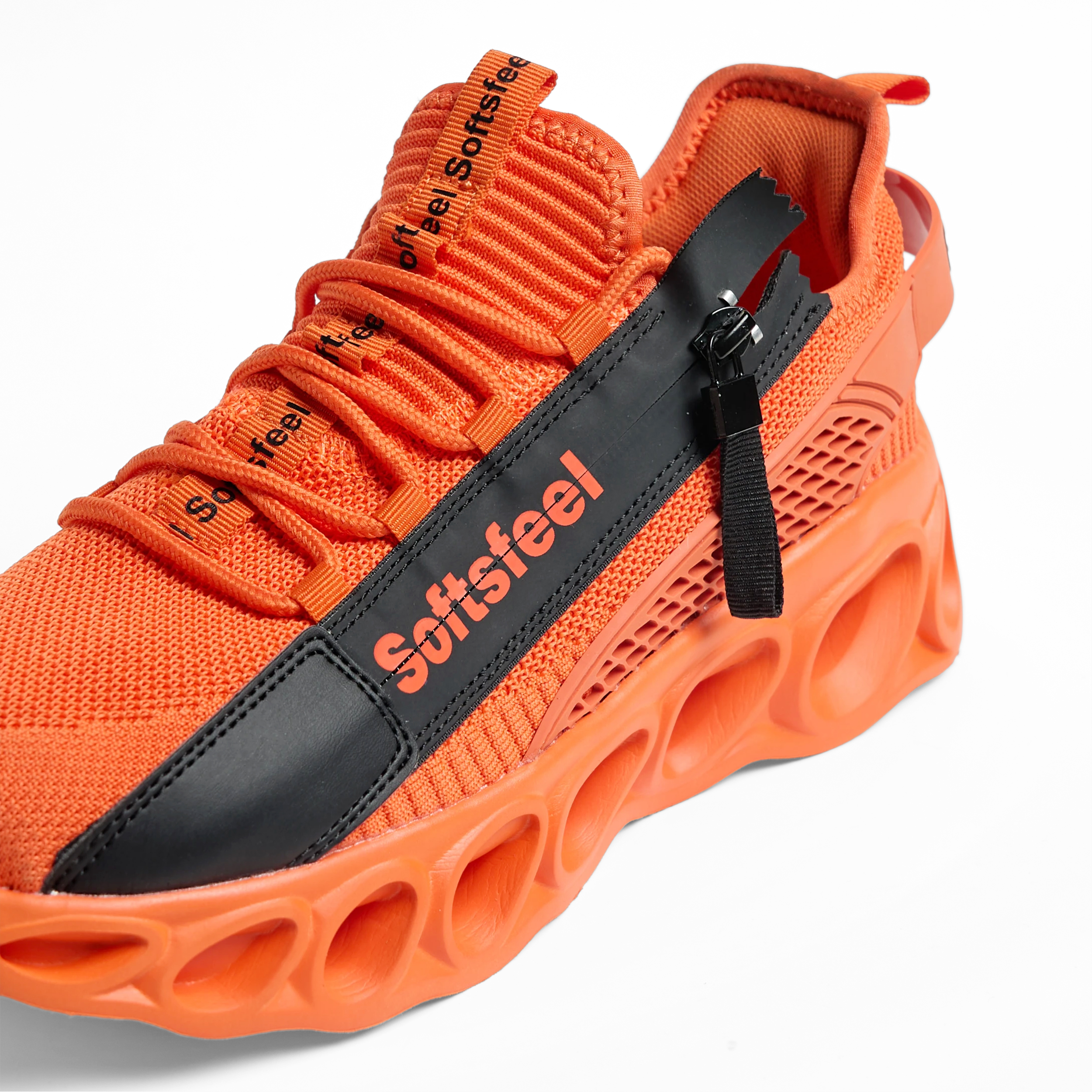 Softsfeel® Men's Side-Zip ComfortFit Walking Shoes - Orange