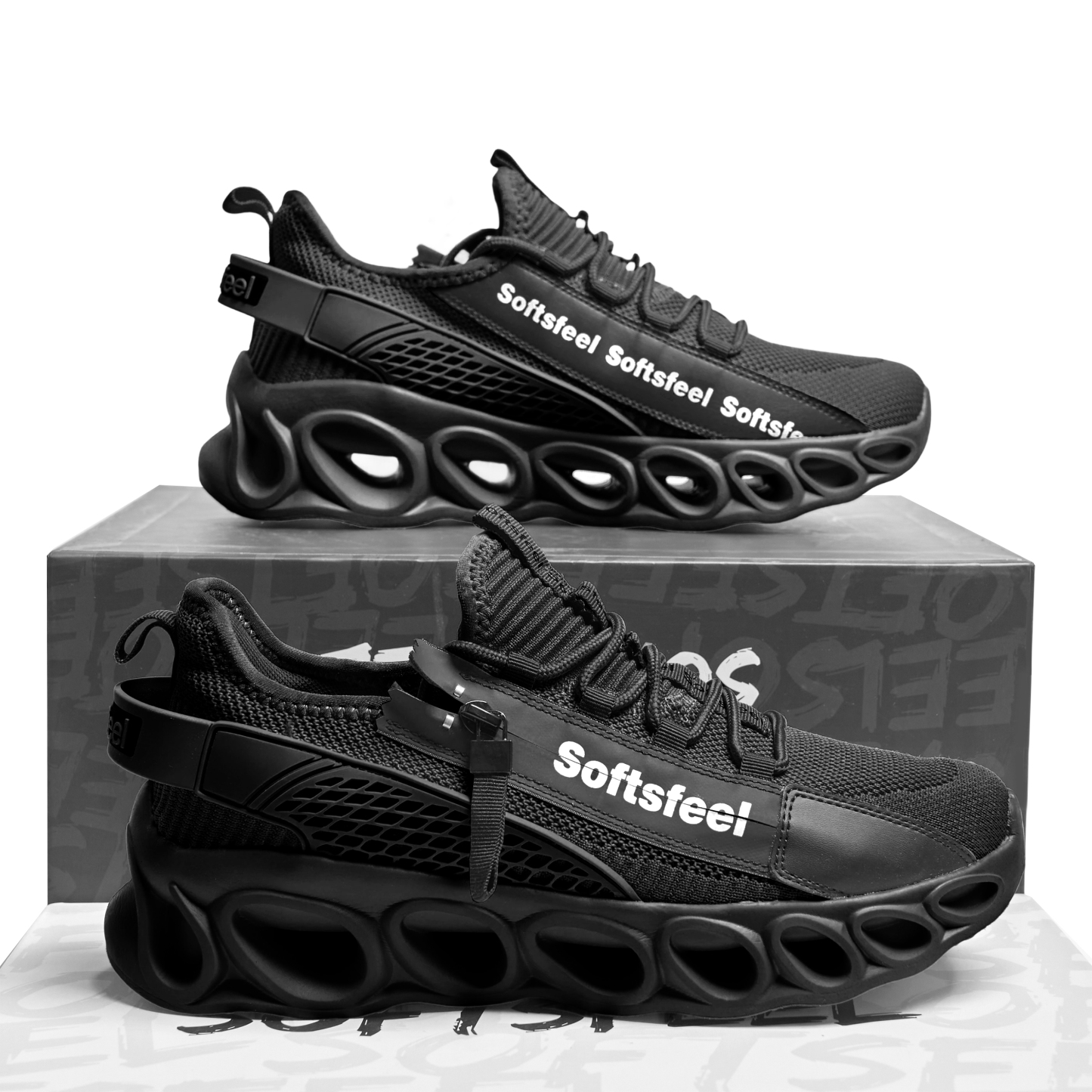 Softsfeel® Women's Side-Zip ComfortFit Walking Shoes - Black