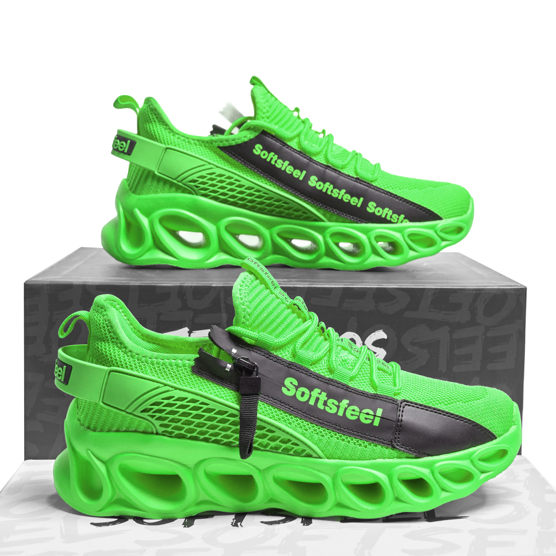 Softsfeel® Men's Side-Zip ComfortFit Walking Shoes - Green