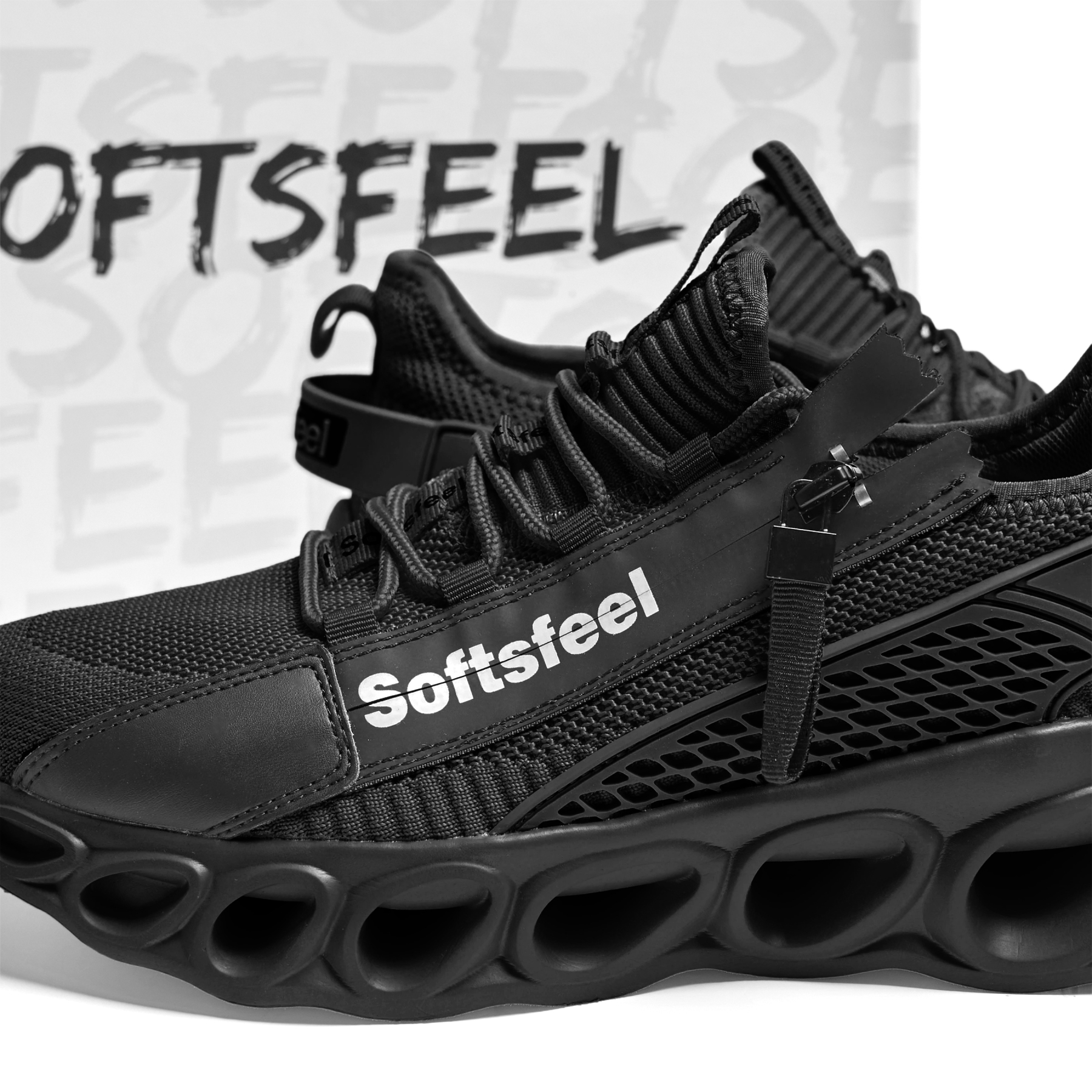 Softsfeel® Women's Side-Zip ComfortFit Walking Shoes - Black