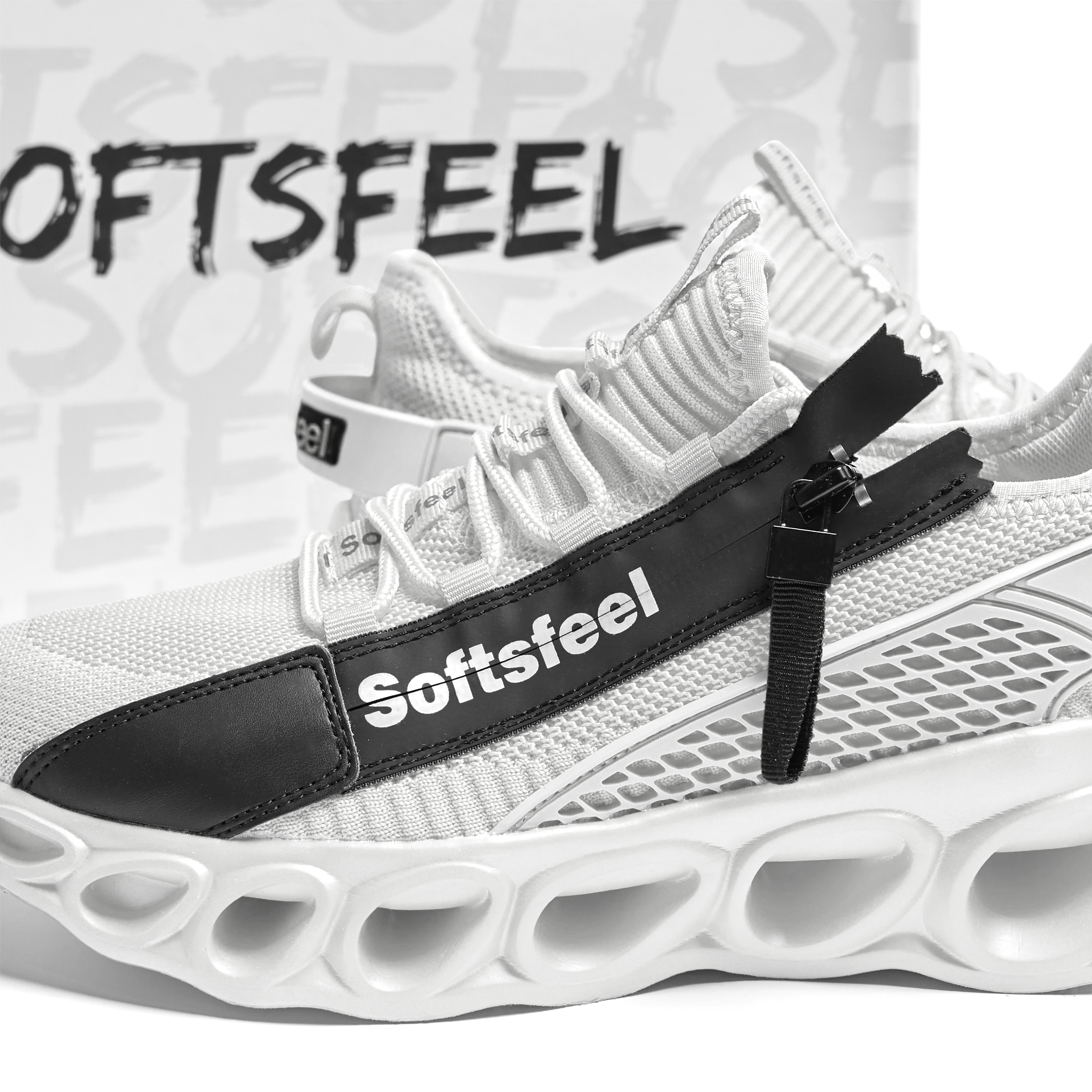Softsfeel® Women's Side-Zip ComfortFit Walking Shoes - White