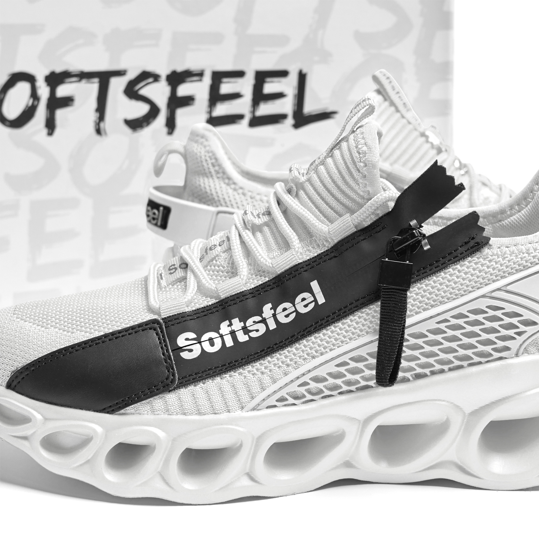 Softsfeel® Women's Side-Zip ComfortFit Walking Shoes - White