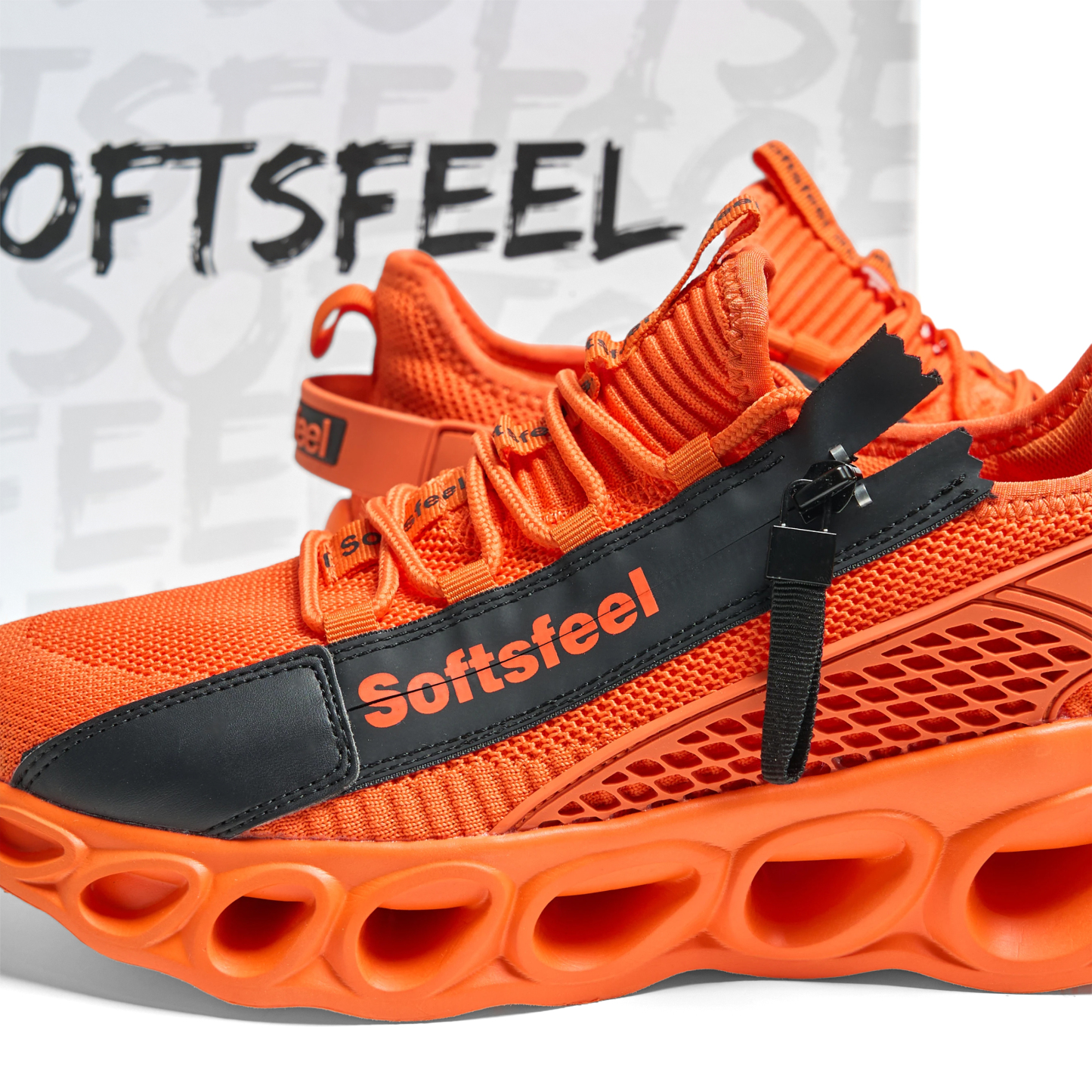 Softsfeel® Men's Side-Zip ComfortFit Walking Shoes - Orange