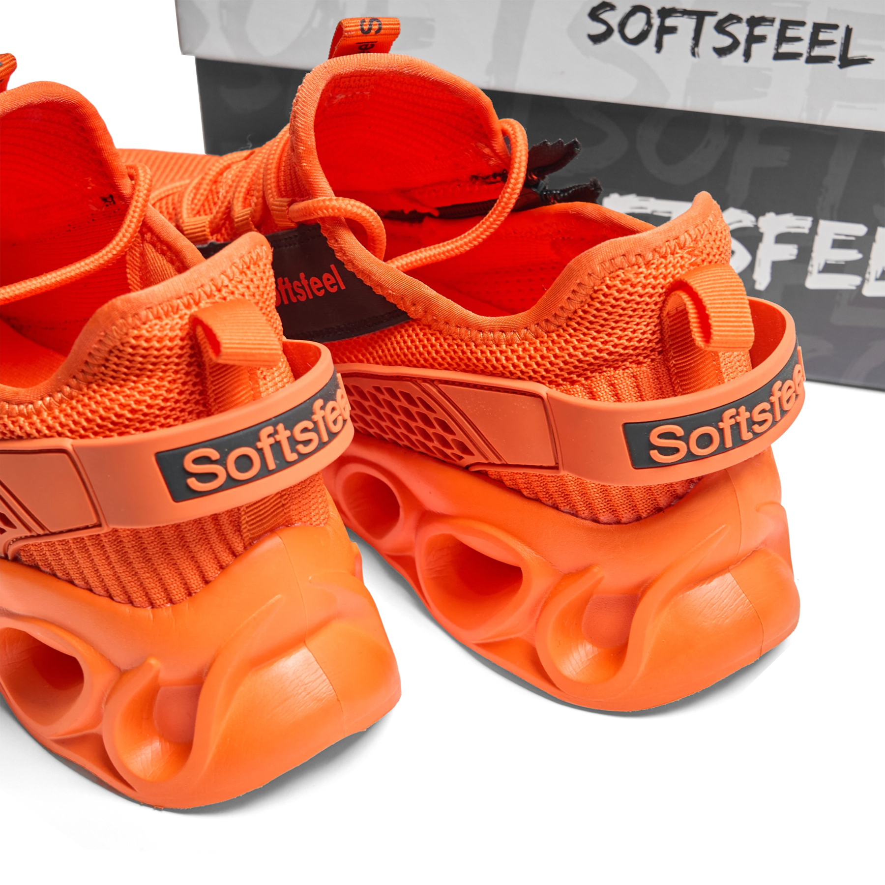 Softsfeel® Men's Side-Zip ComfortFit Walking Shoes - Orange