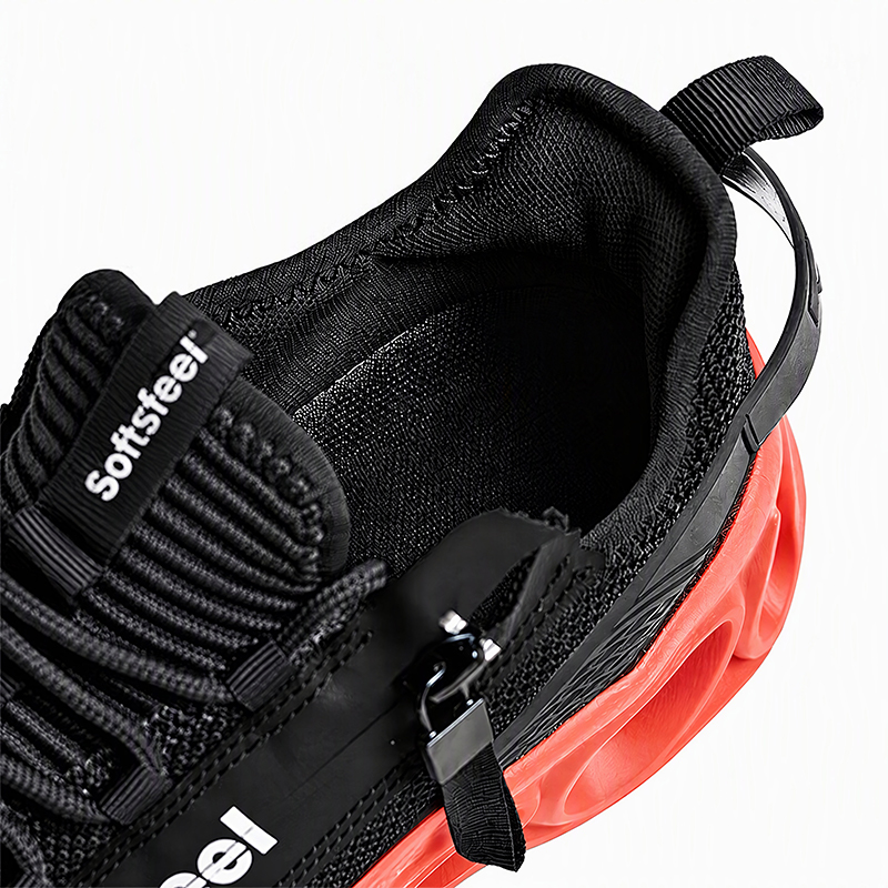 Softsfeel® Men's Side-Zip ComfortFit Walking Shoes - Black Orange