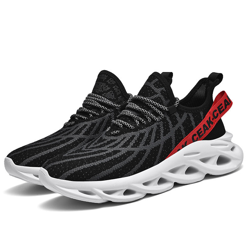 Men's Ortho Stretch Cushion Shoes - Black Red-SOFTSFEEL