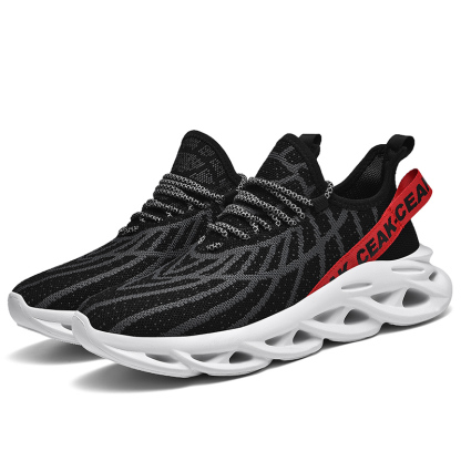 Men's Ortho Stretch Cushion Shoes - Black Red-SOFTSFEEL